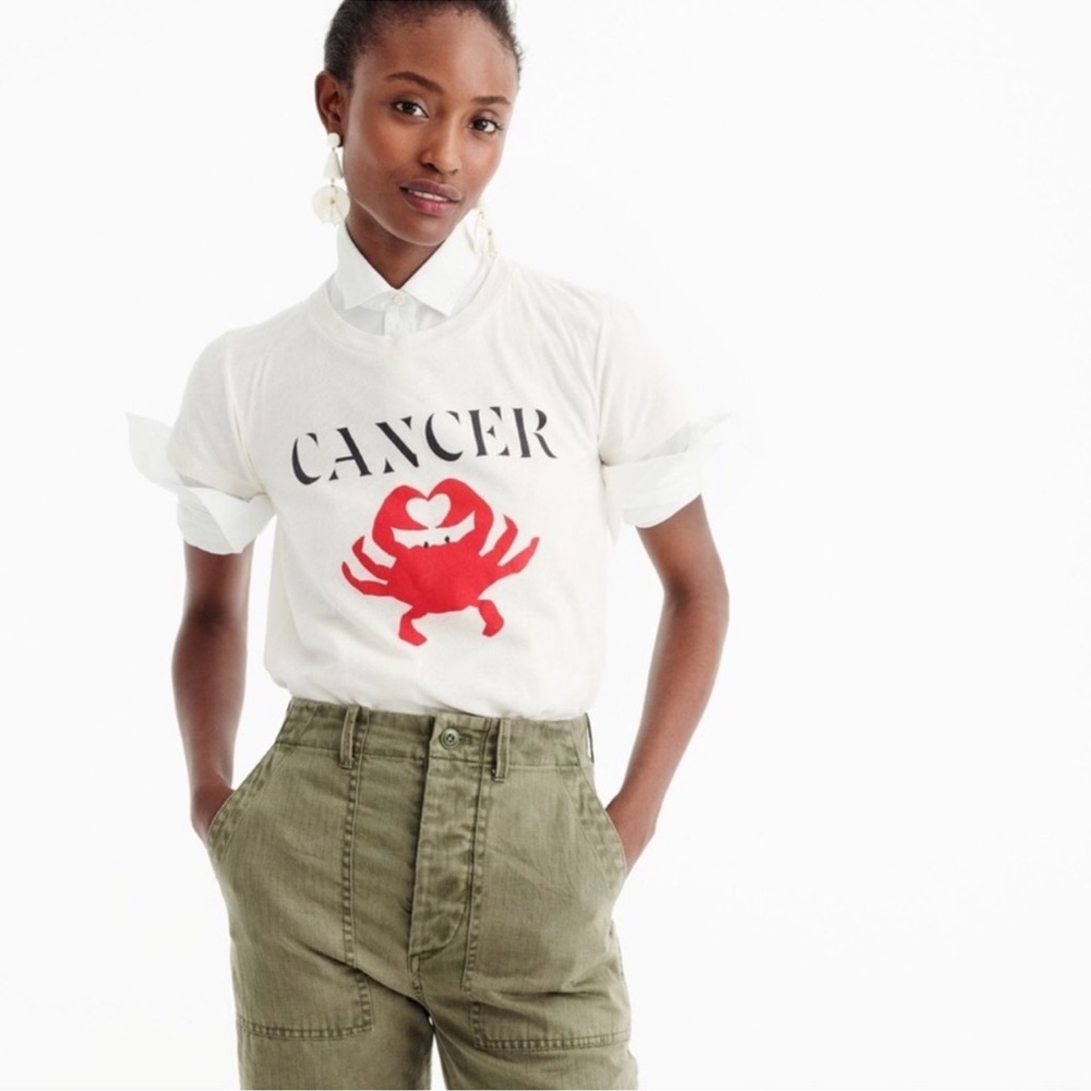 J. CREW Horoscope Cancer Soft Shell Crab Linen and Cotton Tee size XL NWT